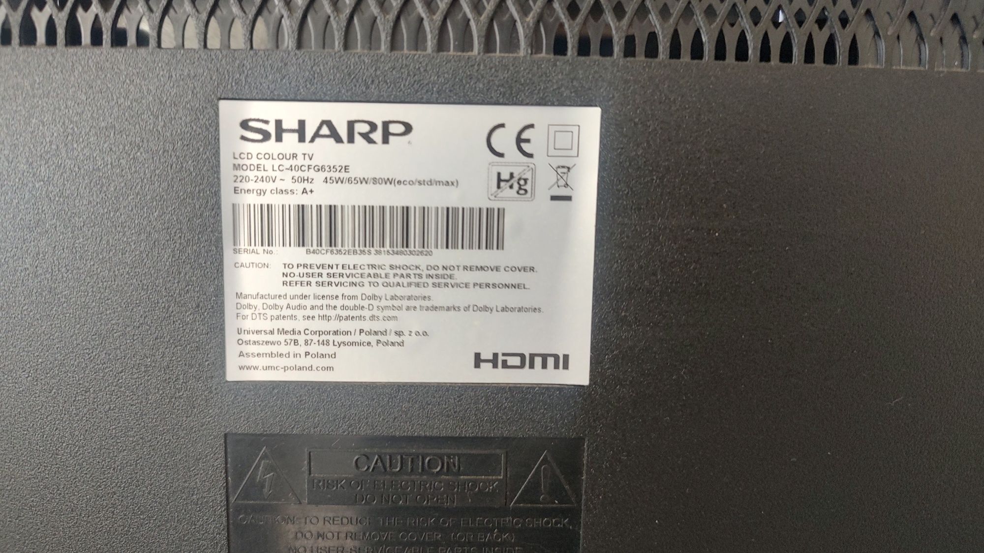 Телевізор 2017р. wifi Sharp LC-40CFG6352E