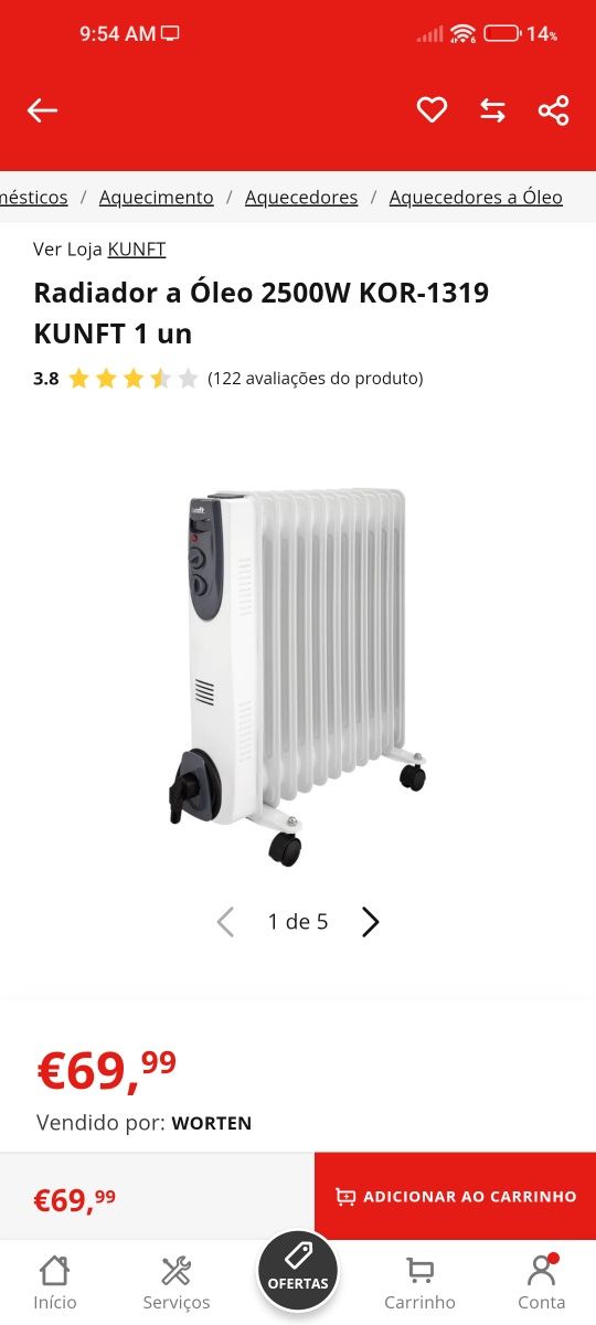 Radiador a Óleo 2500W