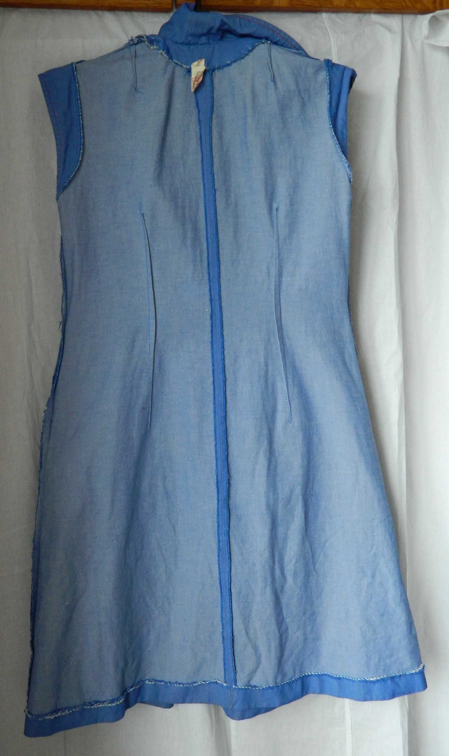 Платье-халат-сарафан винтаж 70-е производство Венгрия плотный хлопок