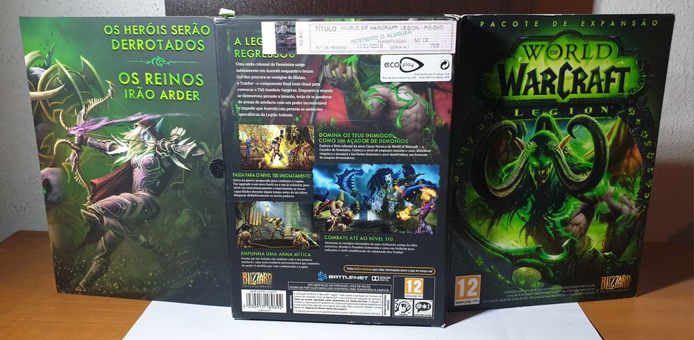 World WarCraft Legion PC DVD Pacote Expansão 2016. Coleção.