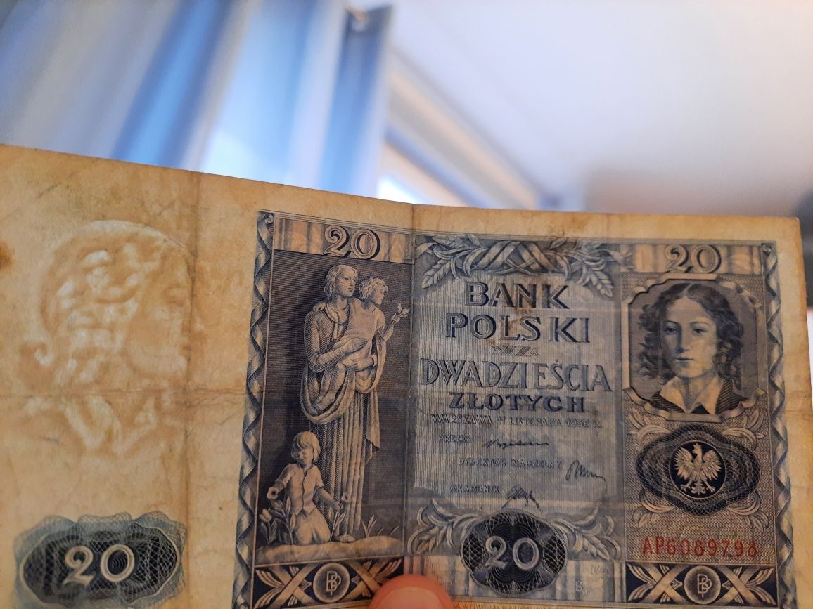 stare polskie banknoty okupacja niemiecka PRL ,10,20,50,100 zł 1940