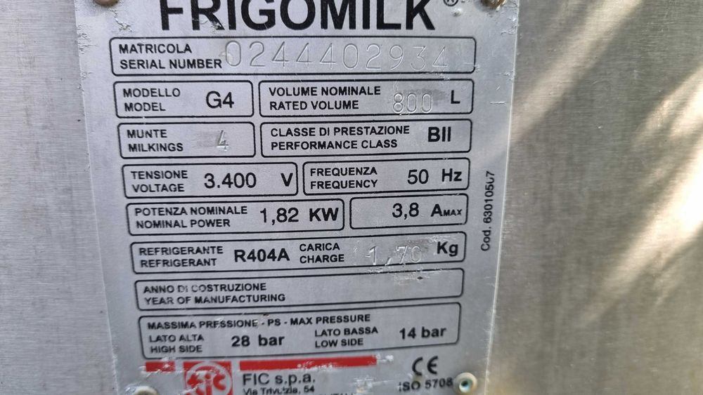 Schładzalnik zbiornik okrągły chłodnia do mleka 800 Litrów GWARANCJA