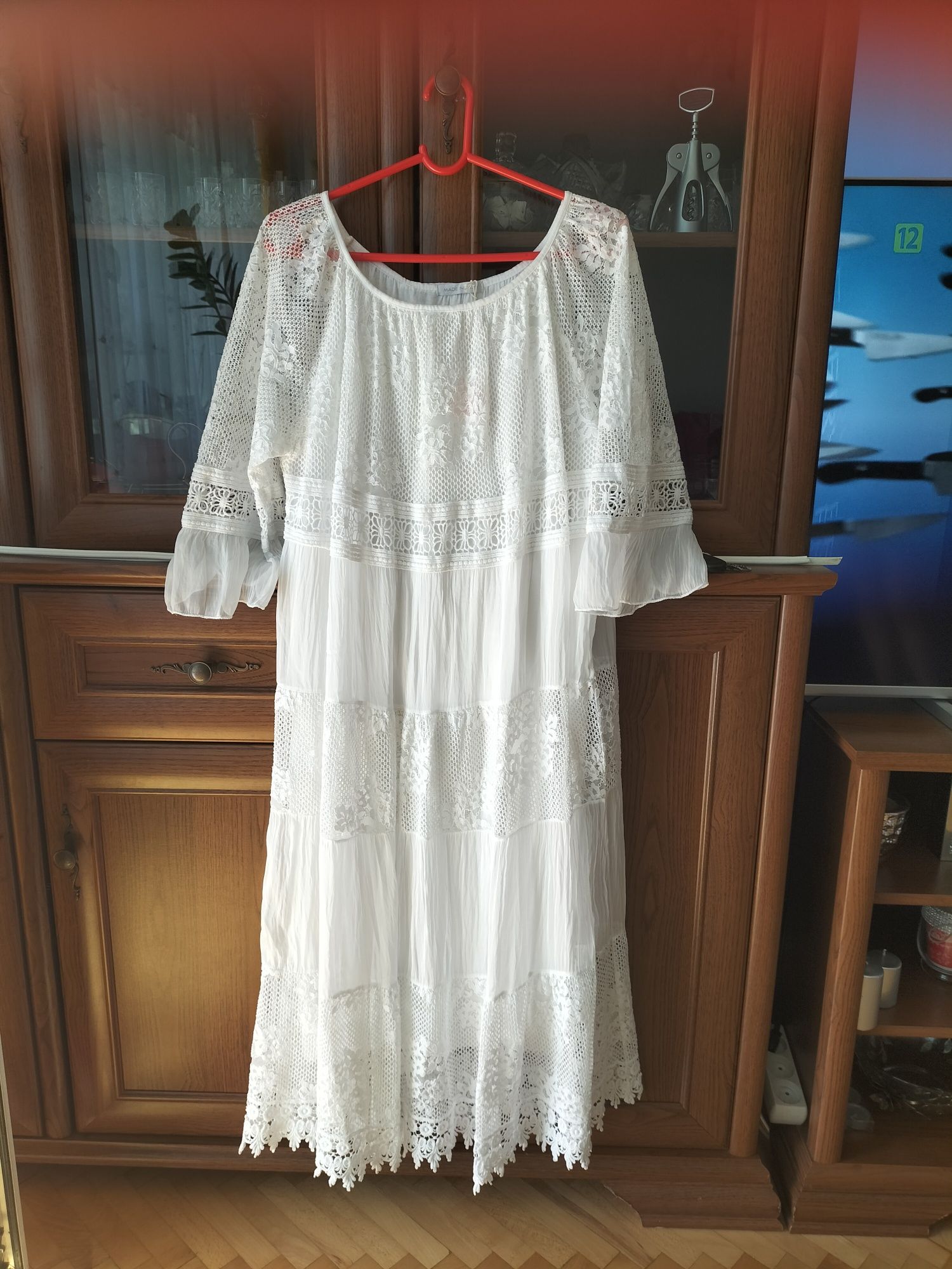 Biała sukienka hiszpanka 46 48
