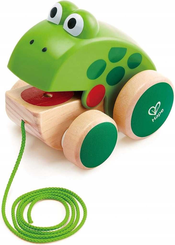 Hape Frog- Drewniana żaba ciągnięcia zabawka dla malucha USZKODZONA