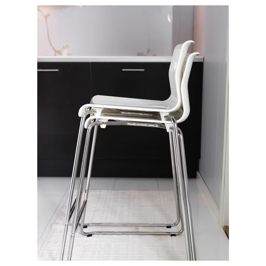 2 Cadeiras/Bancos altos Glenn 66cm branco/cromado como novas