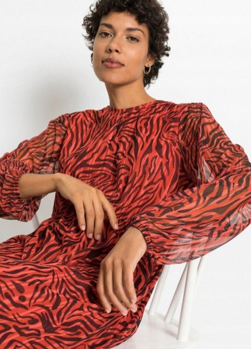 Wyprzedaż sukienka 48 50 siateczka wesele komunia elegancka zebra