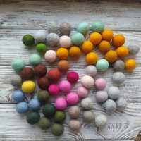 Валяні кульки для мобіля 2.5 см Шерстяні шарики буси