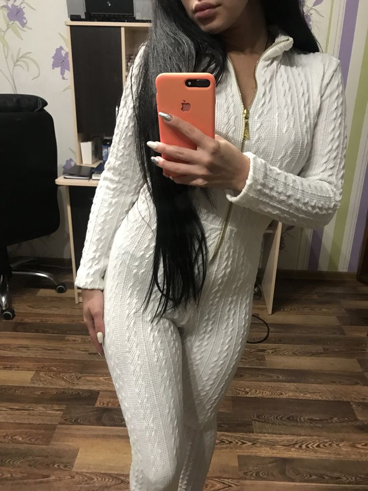 Вязаный комбинезон белый Люкс качество!