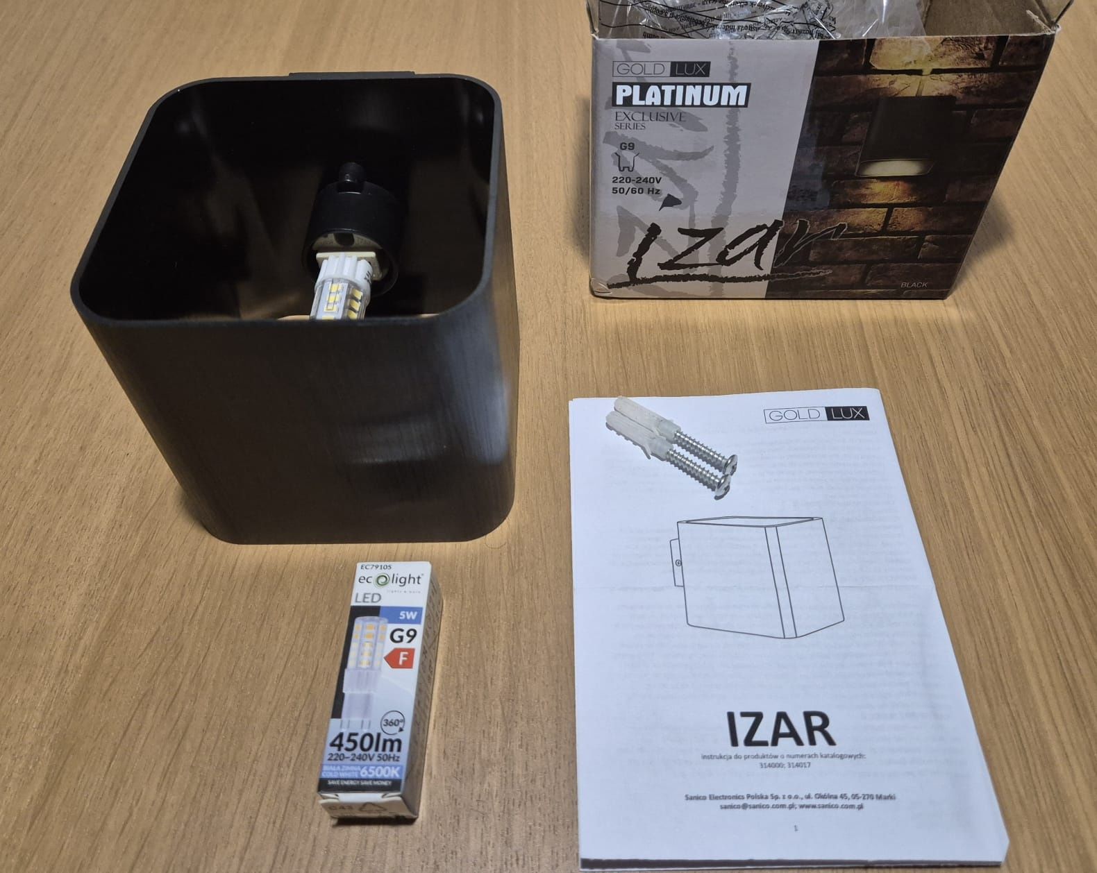 Lampa ścienna (kinkiet) Izar, czarny, 1xG9