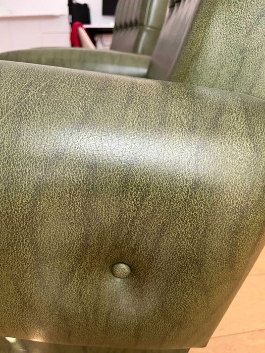 Vintage Green Leather Chairs x2