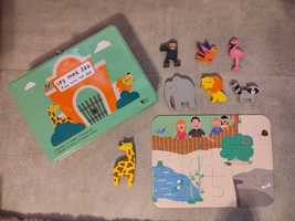 Zestaw zoo puzzle+drewniane figurki