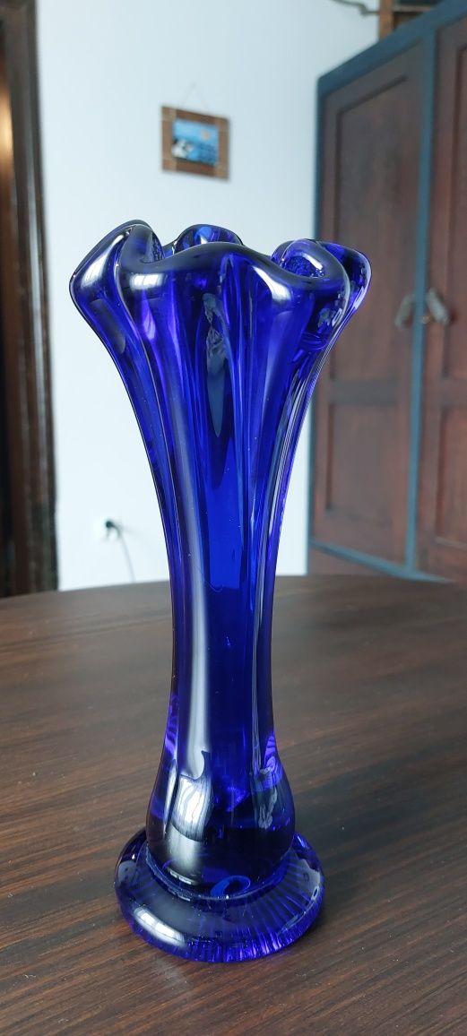 Kobaltowy granatowy wazon vintage prl