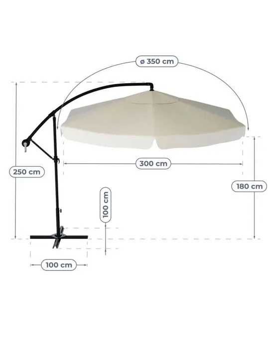 Parasol Ogrodowy Na Wysięgniku Duży Składany 350cm+ Pokrowiec 3 Kolory
