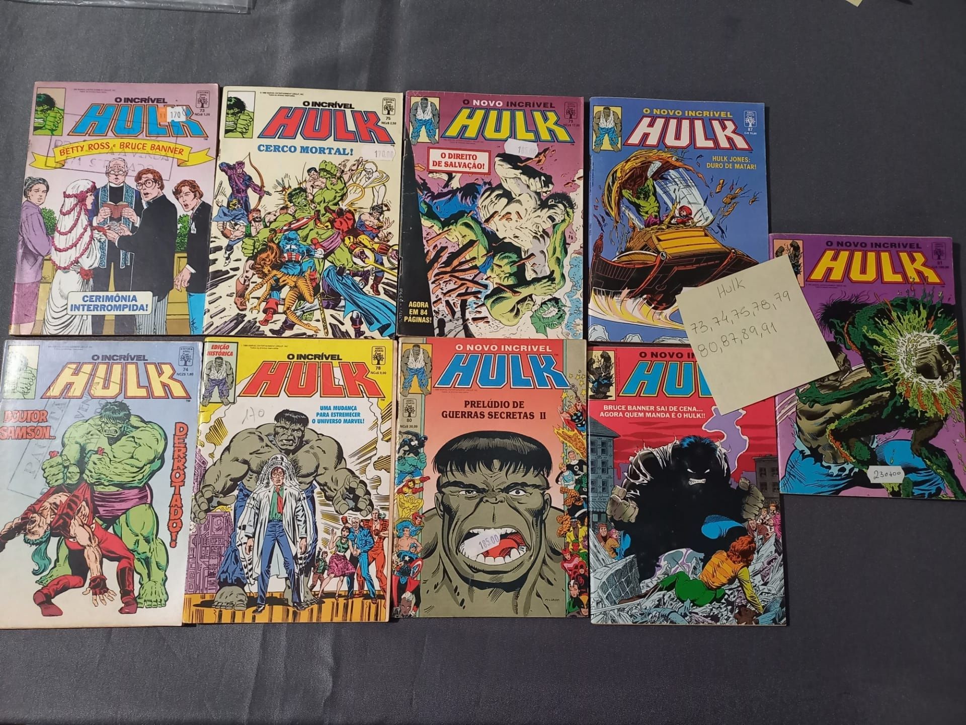 Várias BD, Teia Aranha, fantasma, Hulk, homem Aranha, capitão América