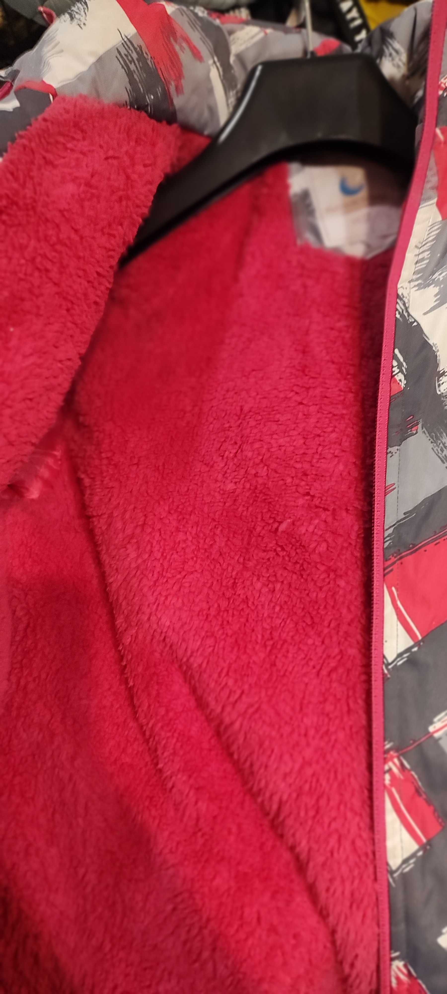 Niebieski księżyc szachownica długa kurtka zimowa 158 164 parka