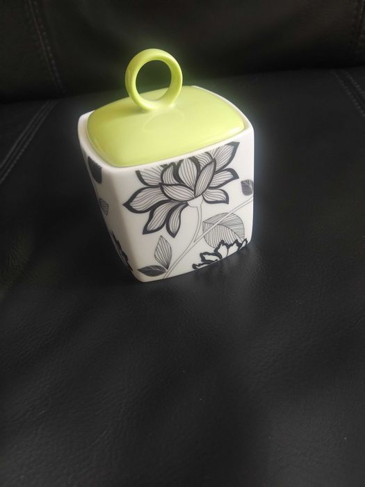 Açucareiro Vista Alegre, modelo Carre Verde Fiori. Novo com etiqueta.