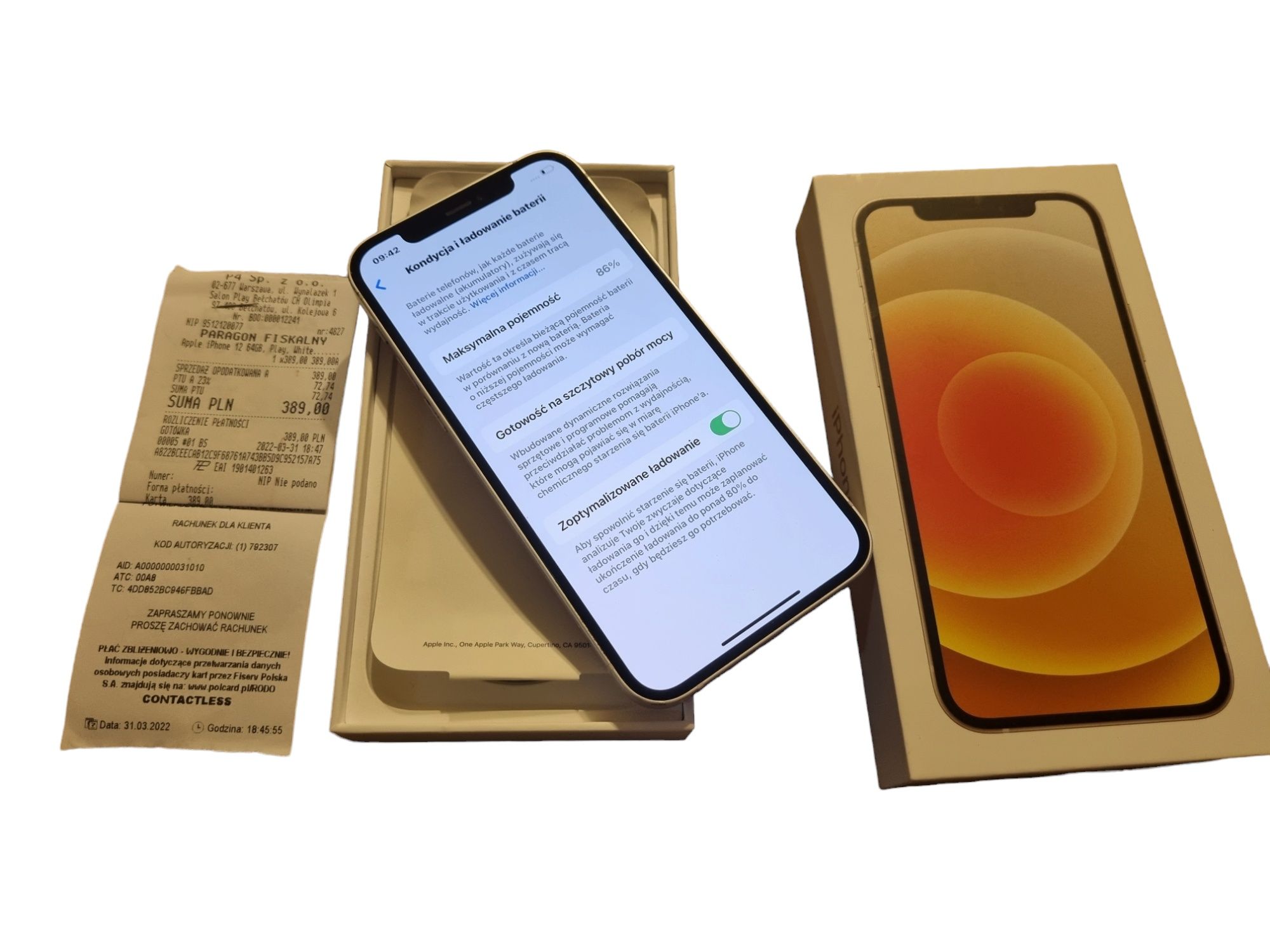 Piękny Apple Iphone 12 64gb Brak blokad komplet