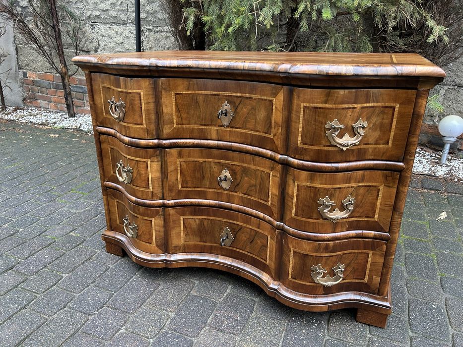 Antyczna Komoda Barokowa XVIII Wiek Intarsja Ludwik Po Renowacja