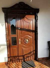 Drzwi dębowe zewnętrzne wejściowe dwuskrzydłowe drewniane 230x130