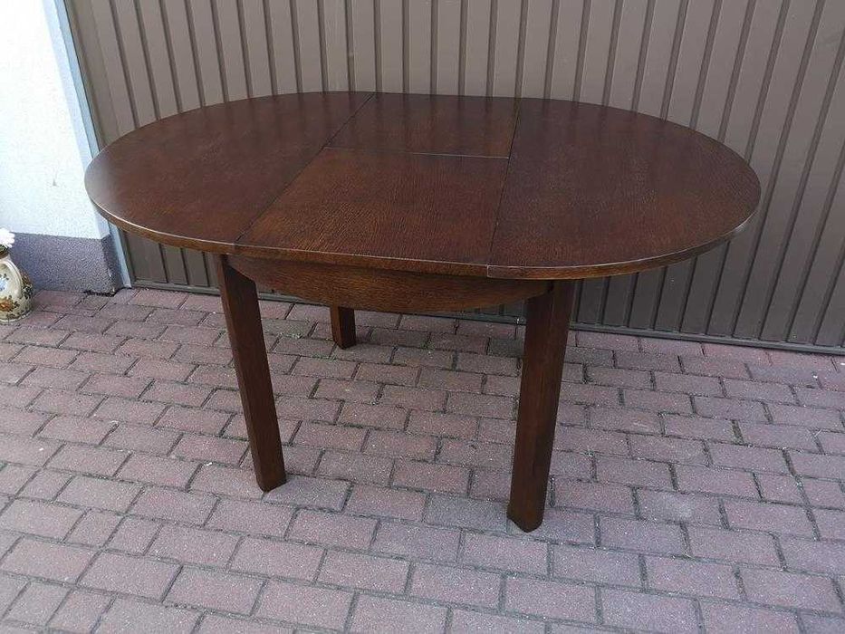 Stół Art-Deco Okrągły 100 Zgrabny Antyk Stary Rozkładany Po Renowacji.