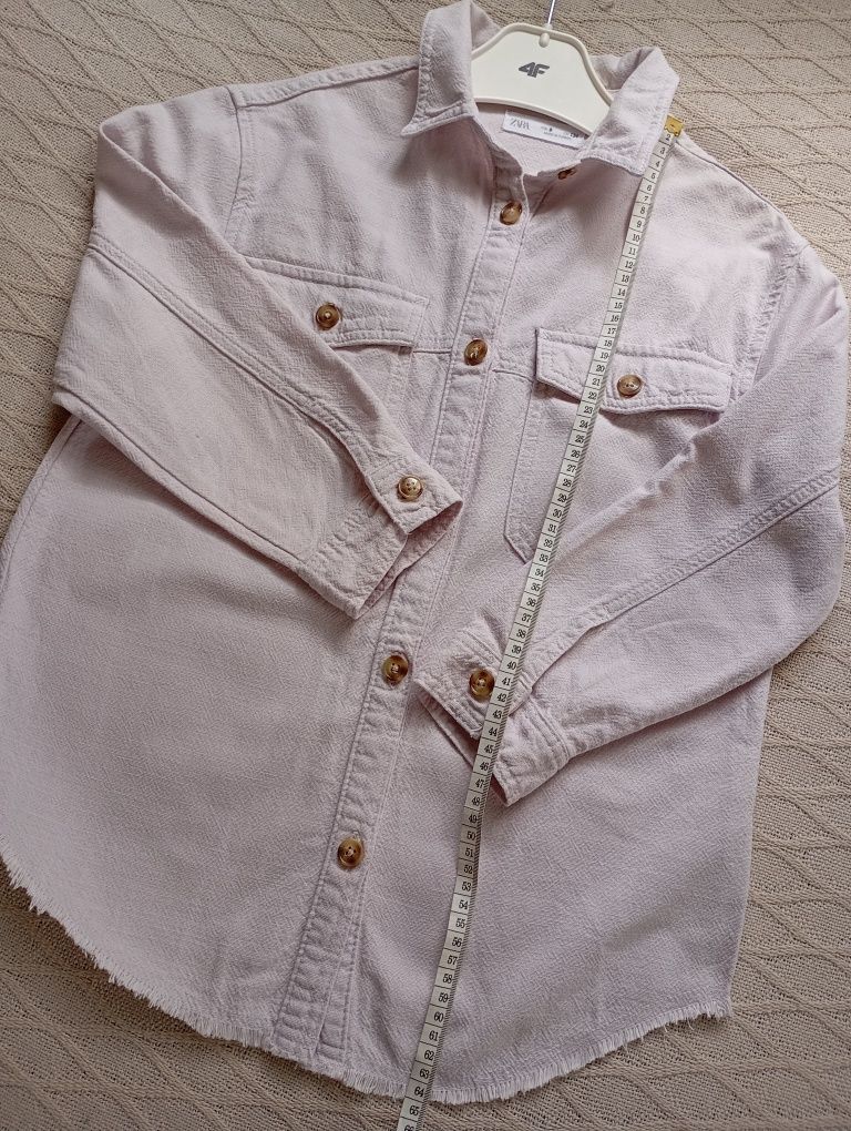 ZARA 9 lat różowo -liliowa teksturowana koszula kurtka koszulowa
