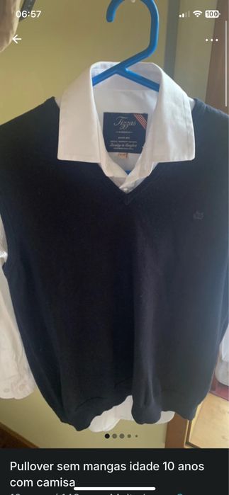 Pullover sem mangas idade 10 anos com camisa