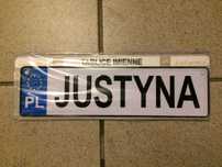 Tablice imienne JUSTYNA kukartka Wrocław