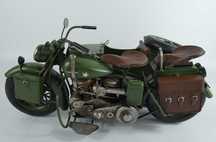 Duży Metalowy wojskowy MOTOCYKL z koszem retro pojazd model motor