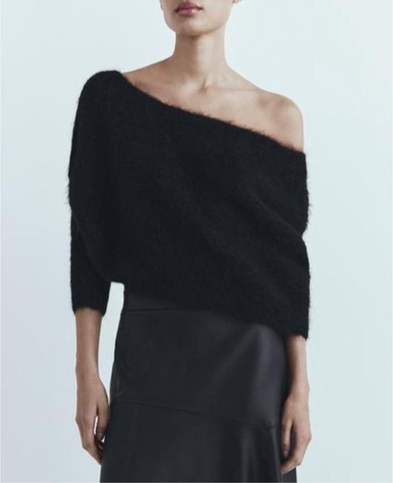 Асиметричний светр накидка Zara 57% альпака