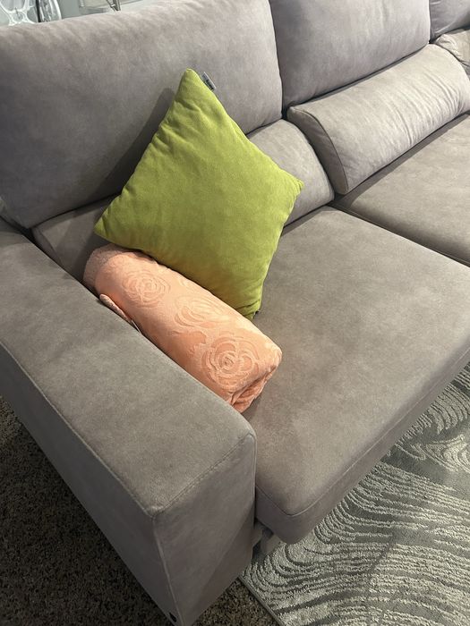 Sofá De Sala com Chaise Longue Castanho claro