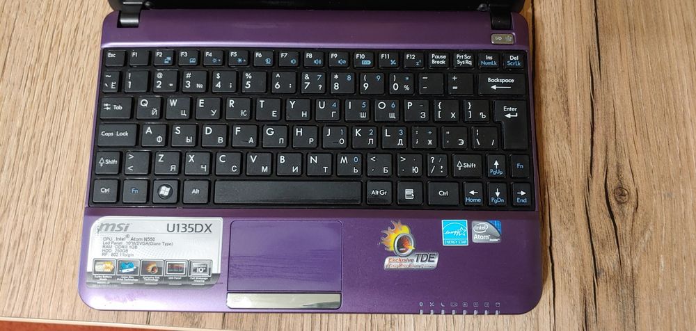 Нетбук MSI U135DX ddr3-2ГБ, ссд-128ГБ