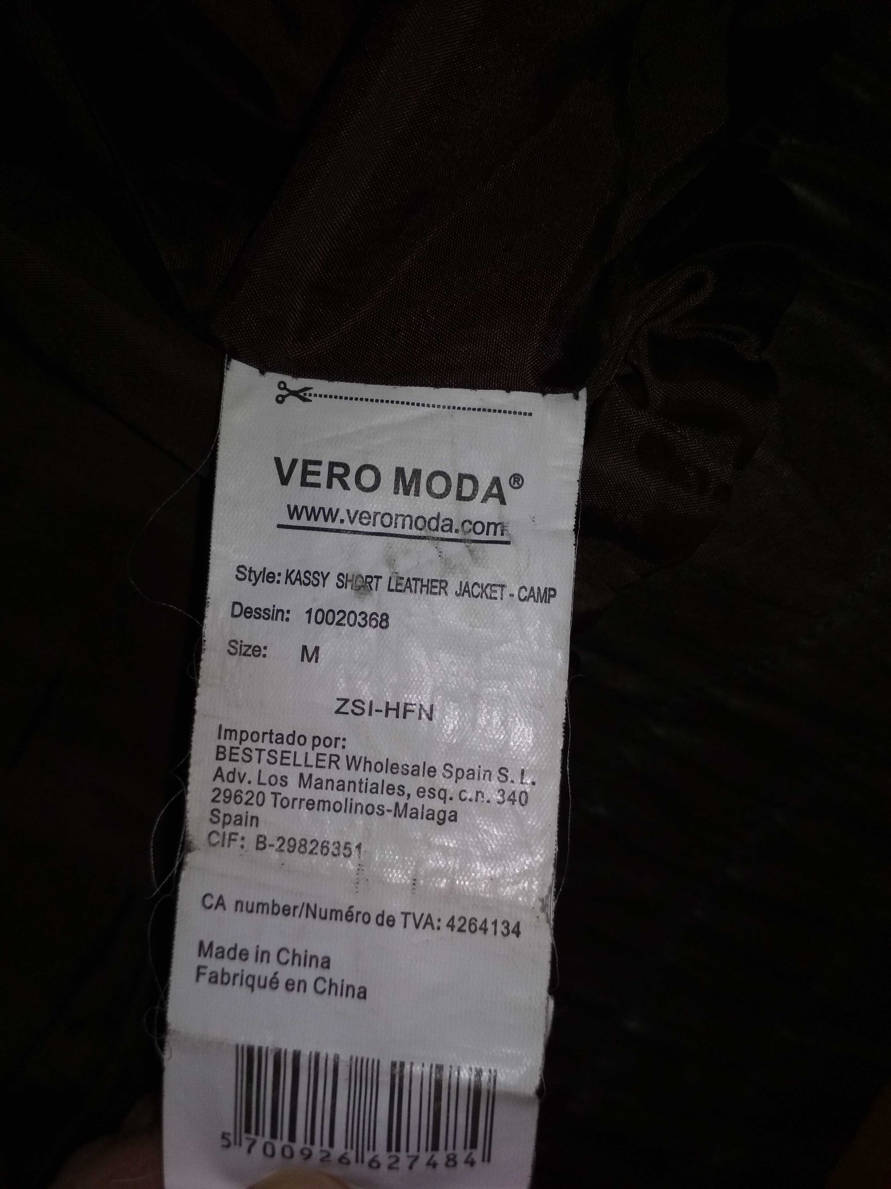 Brązowa kurtka skórzana Vero Moda