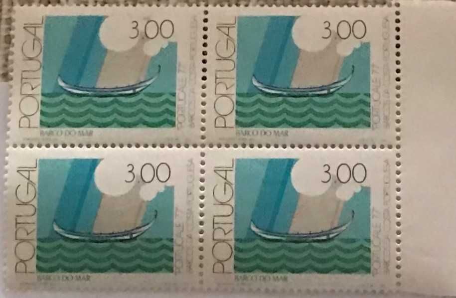 Quadra de selos novos de 3$00 - Portucale 77 - Barcos - 1977