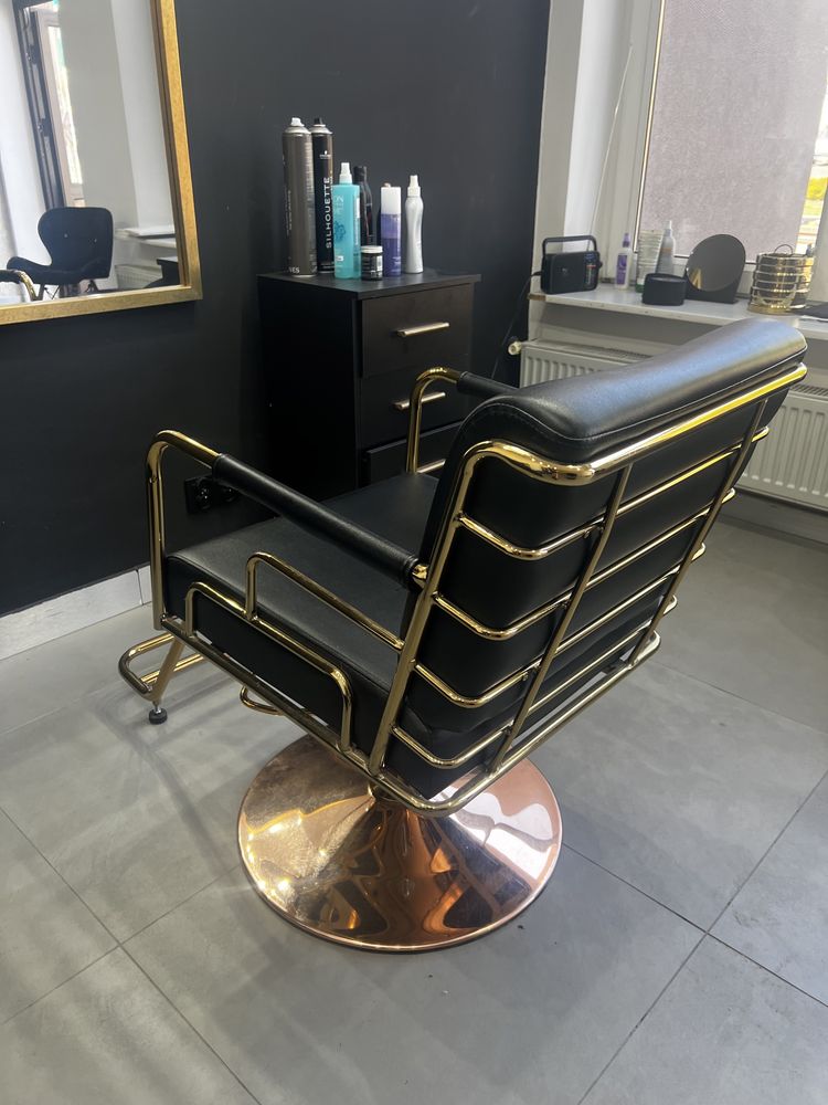 Fotel barberski fryzjerski czarno złoty