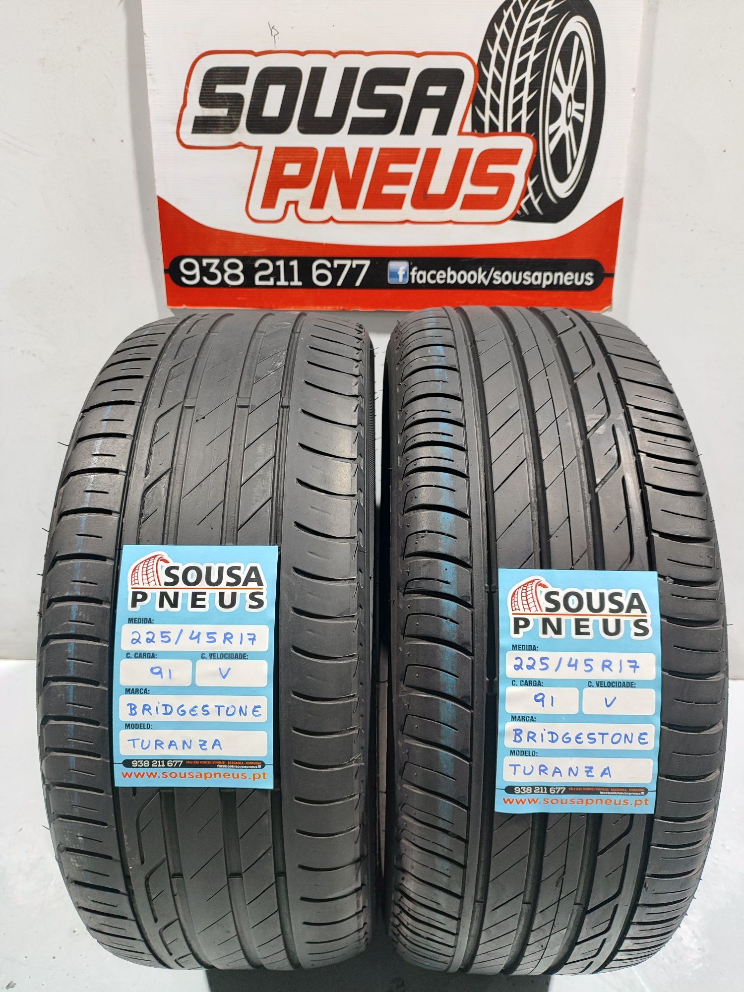 2 pneus semi novos 225-45R17 Bridgestone - Oferta dos Portes