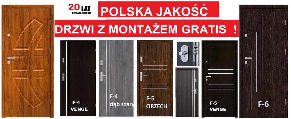 DRZWI z montażem zewnętrzne do mieszkania -wejściowe, wewnątrzklatkowe
