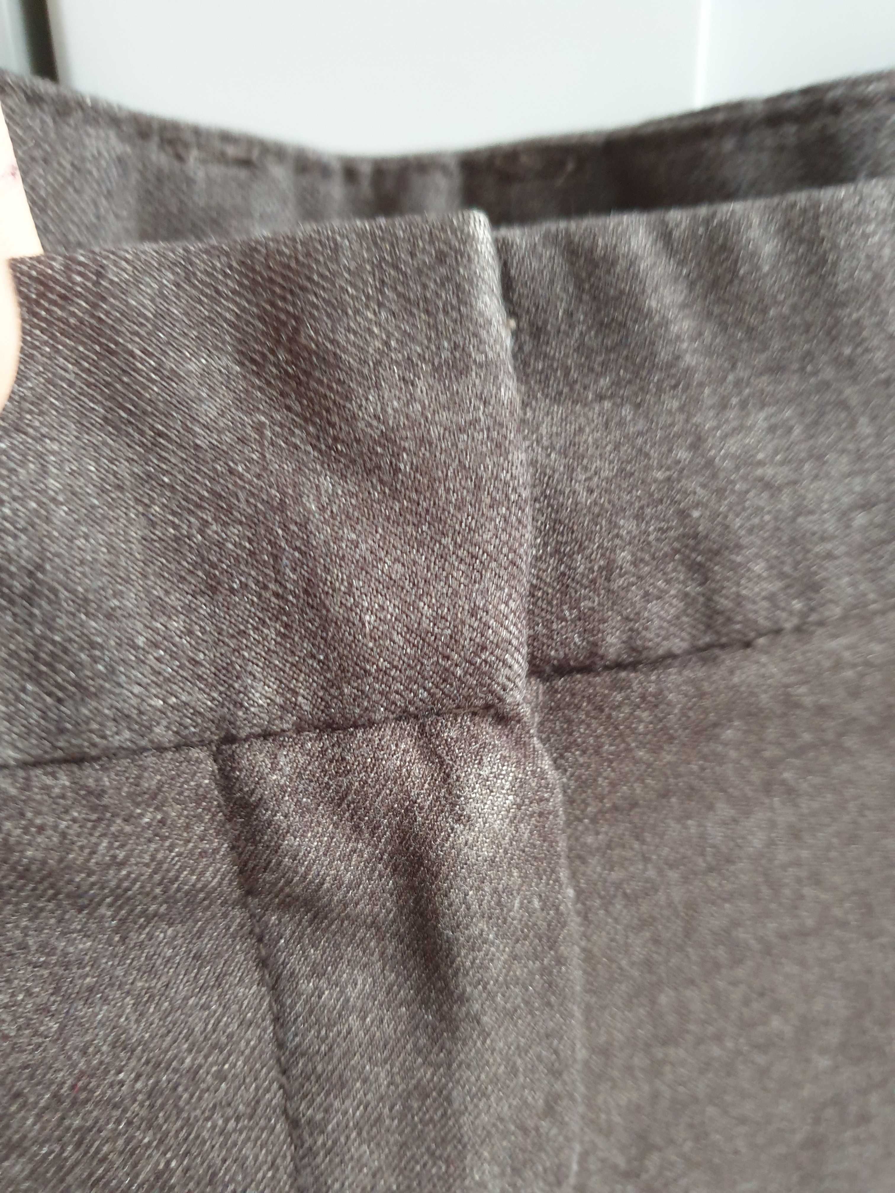 Brązowe spodnie Mango z zakładkami wysoki stan 38 40