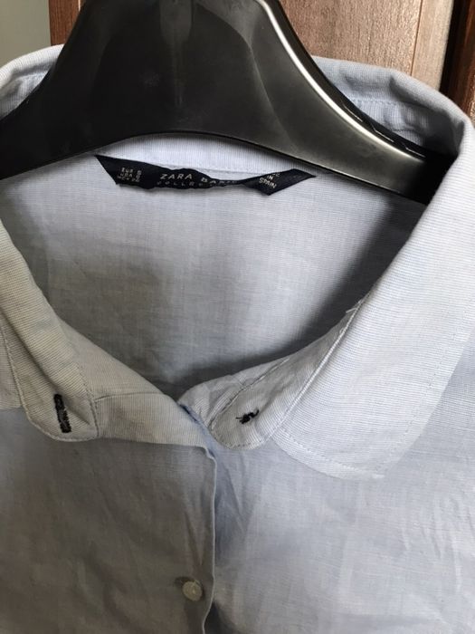 Koszula bawełniana jak nowa niebieska Zara Basic 34XS