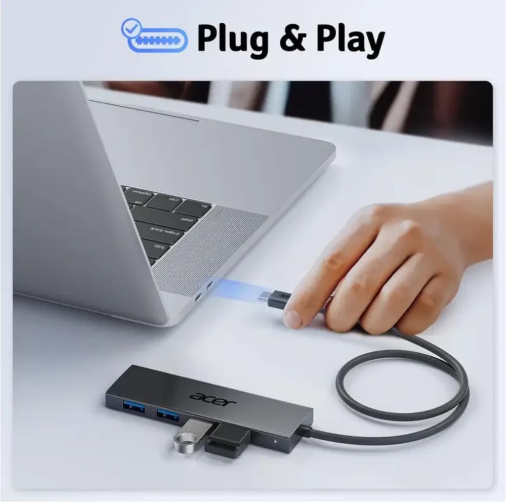 USB C ХАБ Acer 5-в-1 — Розгалужувач Type-C на 4 USB 3.0