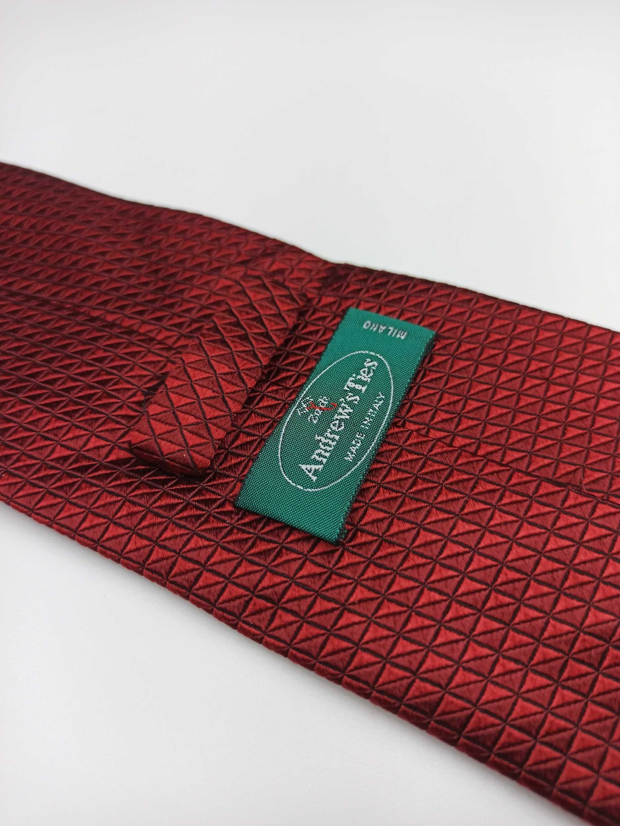 Andrew's Ties czerwony jedwabny krawat w kratę mp60