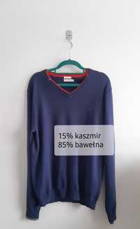 Granatowy sweter L męski z kaszmirem 15% bawełna  85%