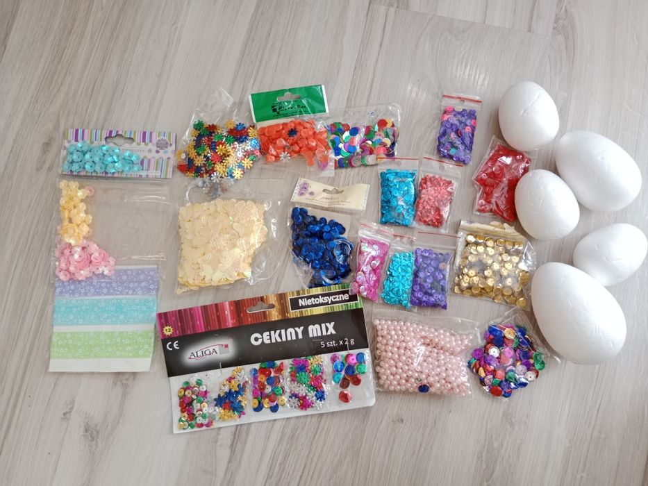 Zestaw do ozdabiania jajek wielkanocnych z cekinami