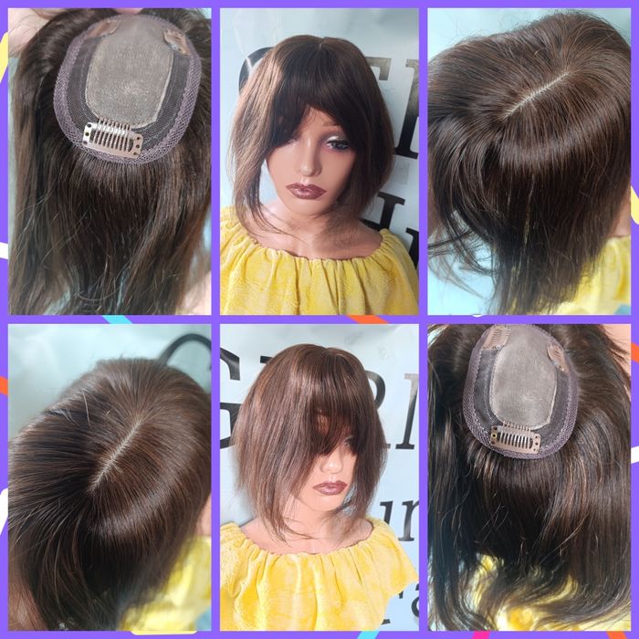 Натуральна слов'янська накладка на макушку на заколках імітація шкіра