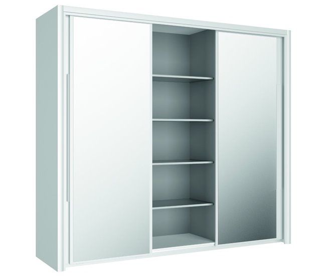 Roupeiro CYRUS portas deslizantes com espelho 231x205cm branco