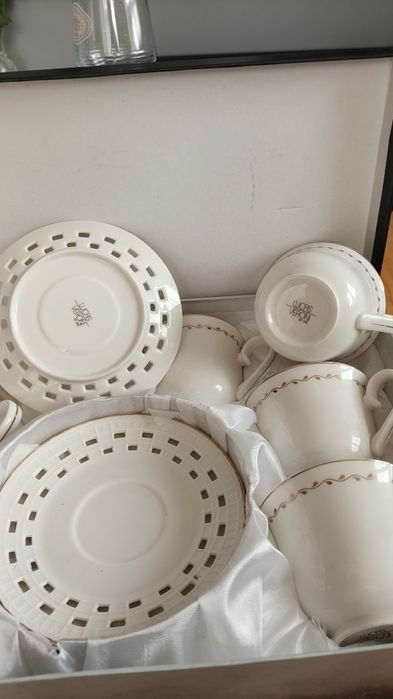 Komplet filiżanek Veroni Lucas 6+6 zestaw kawowy