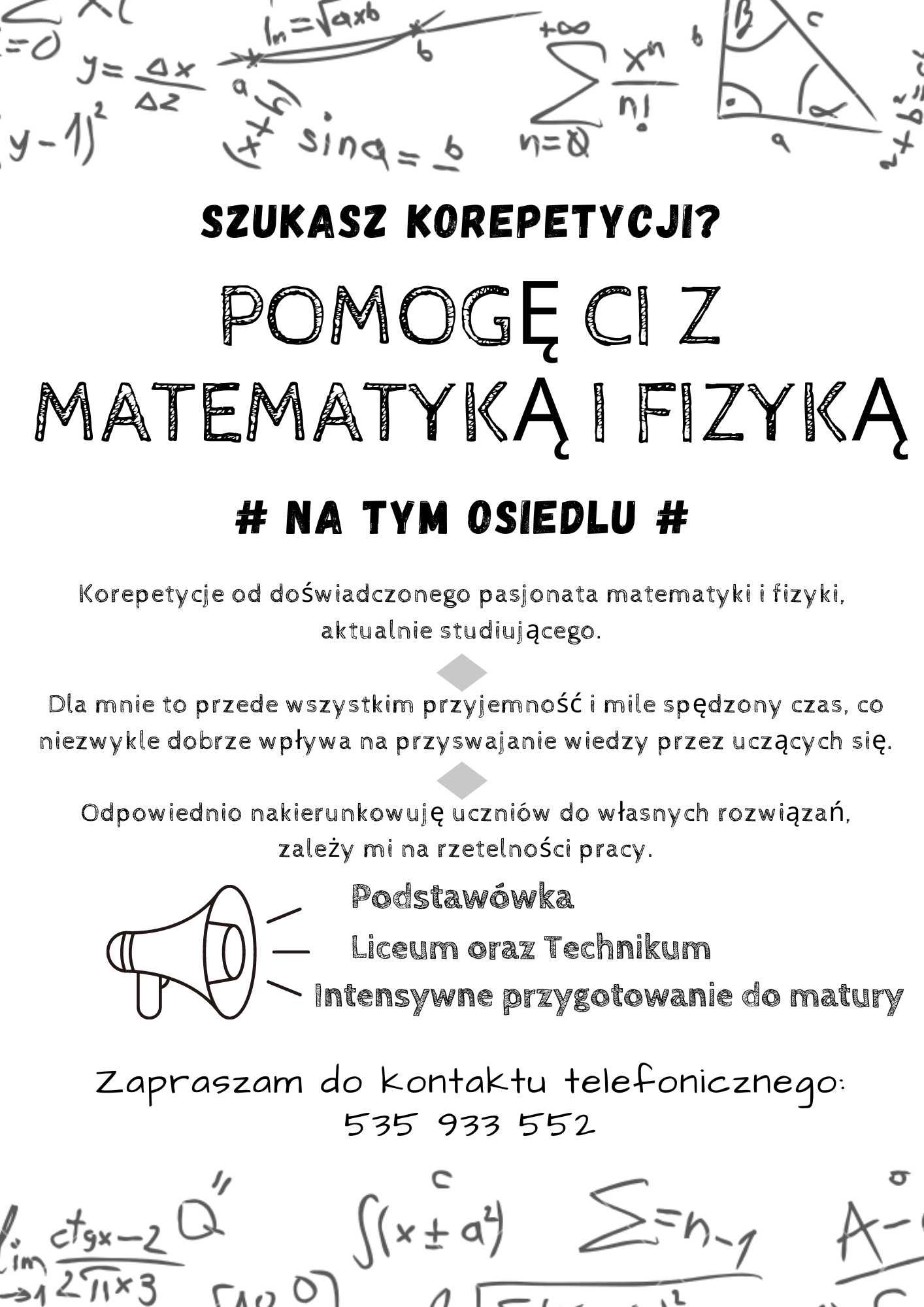 Korepetycje Fizyka, Liceum, Podstawówka. Czechów.