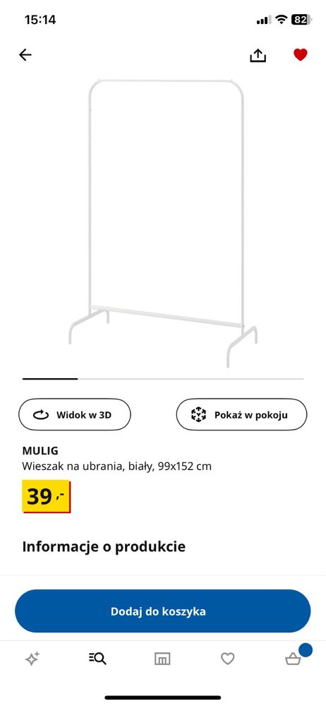 Wieszak na ubrania biały ikea