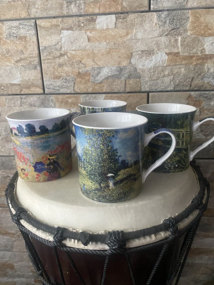 Kubki 4 szt obrazy Claude Monet porcelana Leonardo