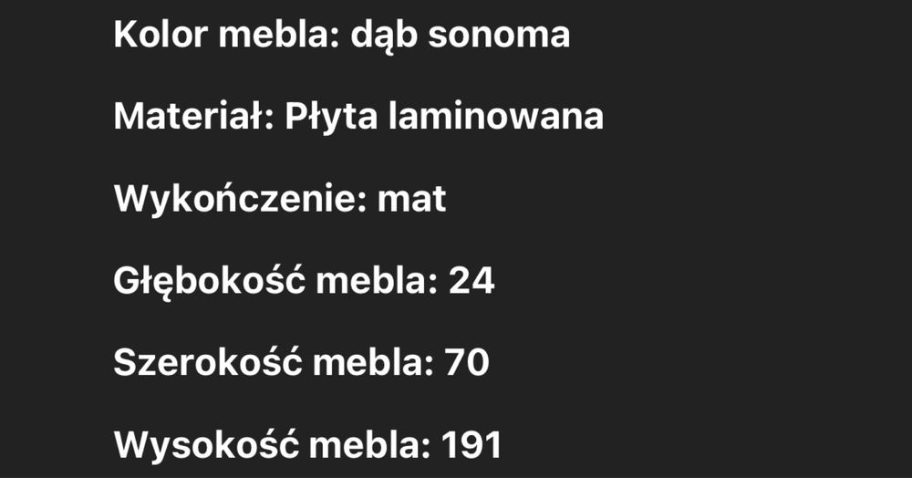 Regal 190 cm dab sonoma