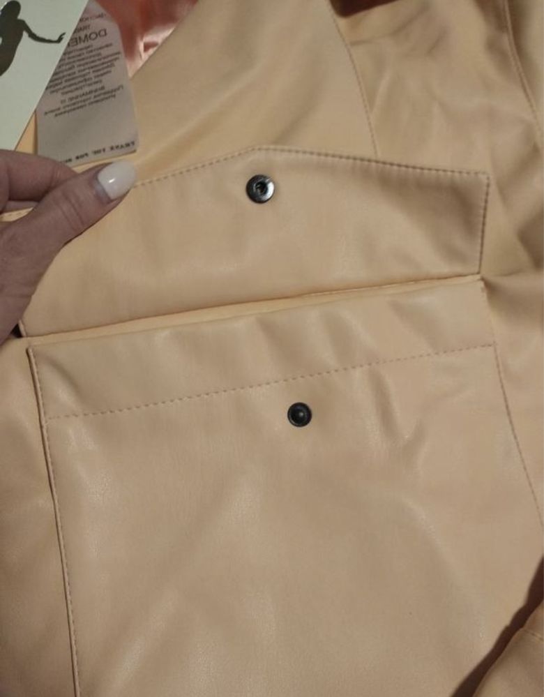 Шкіряна куртка-косуха у персиковому кольорі onesize